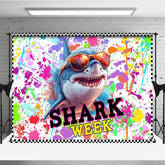 Aperturee - Aperturee Colorful Splashing Graffiti Shark Week Party Backdrop