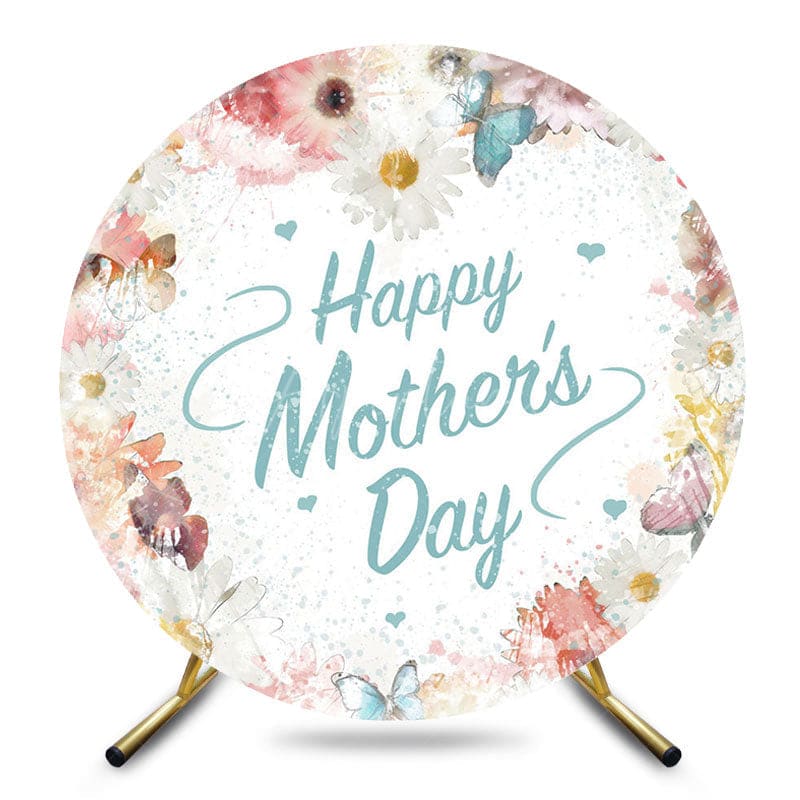 Aperturee - Aperturee Colorful Spring Floral Round Mothers Day Backdrop