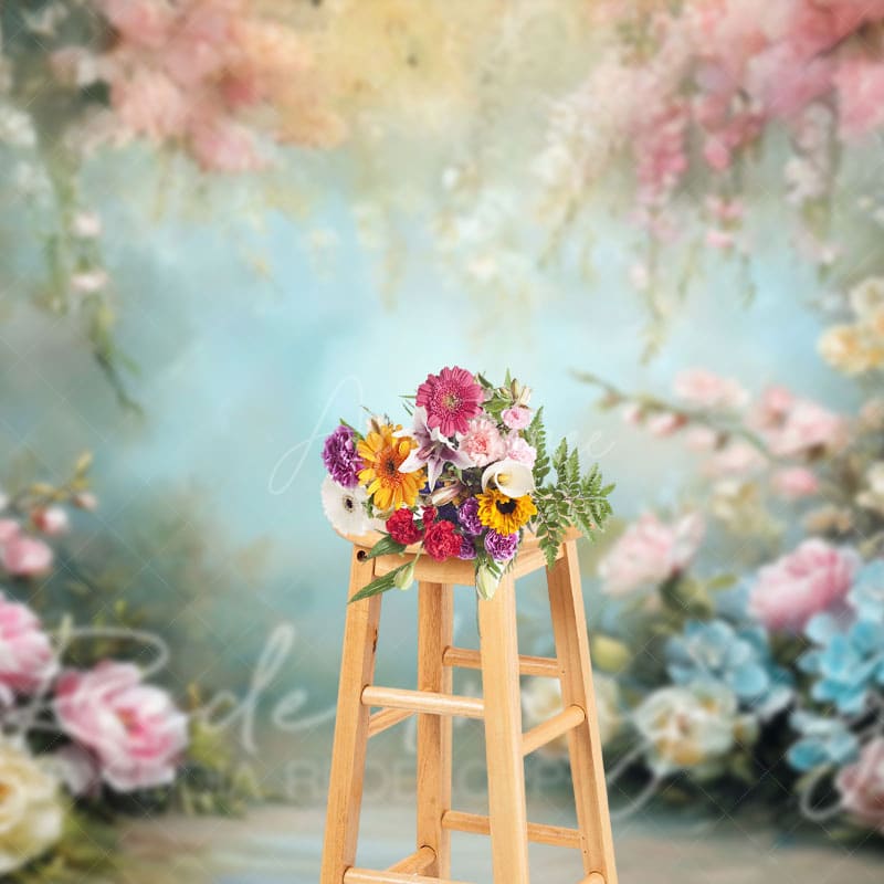 Aperturee - Aperturee Colorful Spring Pastel Florals Photography Backdrop