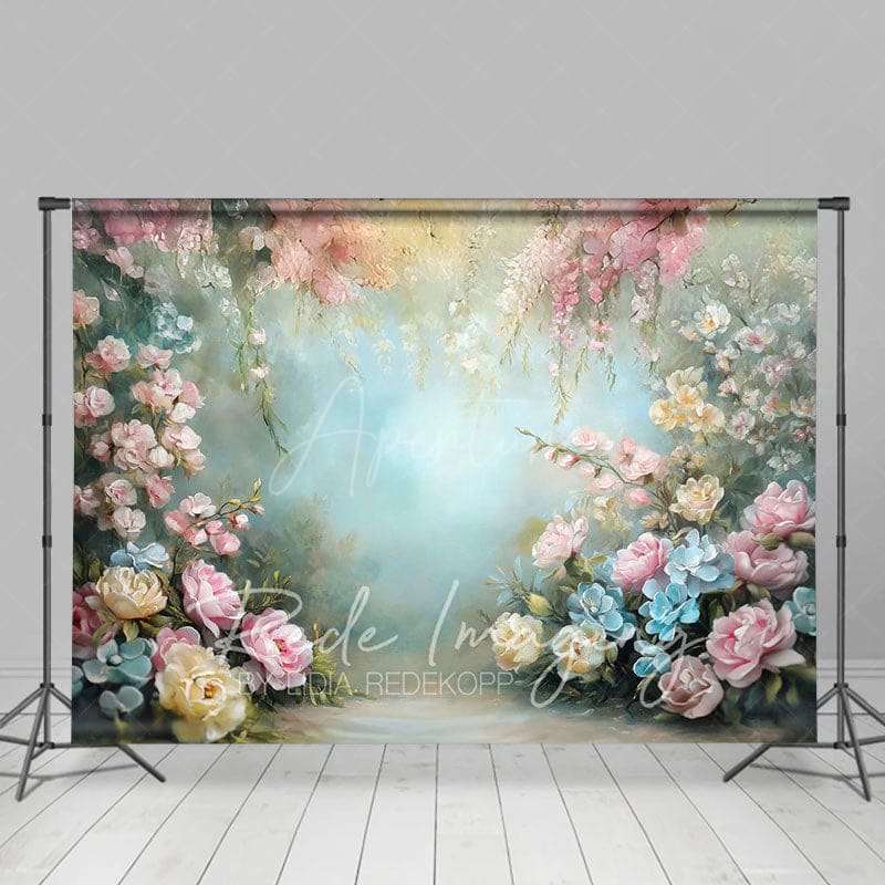 Aperturee - Aperturee Colorful Spring Pastel Florals Photography Backdrop