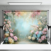Aperturee - Aperturee Colorful Spring Pastel Florals Photography Backdrop