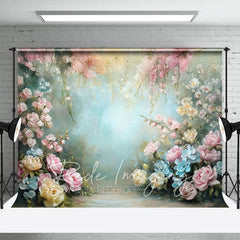Aperturee - Aperturee Colorful Spring Pastel Florals Photography Backdrop
