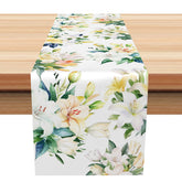 Aperturee - Aperturee Colorful Spring Wildflower Table Runner Fresh and Elegant Floral Decor Easter or Mothers Day Kitchen Dining