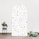Aperturee - Aperturee Colorful Sprinkles Arch Backdrop White Confetti Donut Sweet Party Decor