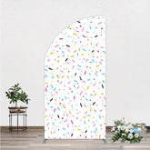 Aperturee - Aperturee Colorful Sprinkles Half Moon Arch Backdrop White Confetti Donut Sweet Party Decor