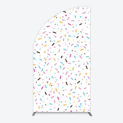 Aperturee - Aperturee Colorful Sprinkles Half Moon Arch Backdrop White Confetti Donut Sweet Party Decor