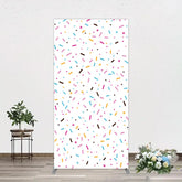 Aperturee - Aperturee Colorful Sprinkles Rectangle Backdrop White Confetti Donut Sweet Party Decor