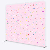 Aperturee - Aperturee Colorful Sprinkles Tension Fabric Backdrop Pink Sweet One Birthday and Cake Smash Party Decoration