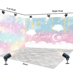Aperturee - Aperturee Colorful Starry Cloud Sky Birthday Room Set Backdrop