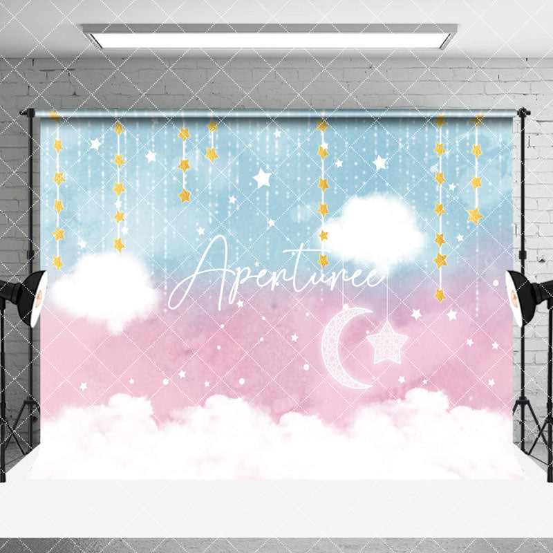 Aperturee - Aperturee Colorful Starry Cloud Sky Birthday Room Set Backdrop