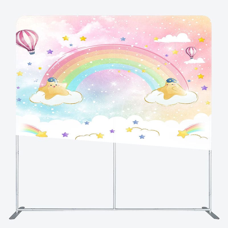 Aperturee - Aperturee Colorful Starry Sky Rainbow Square Tension Backdrop