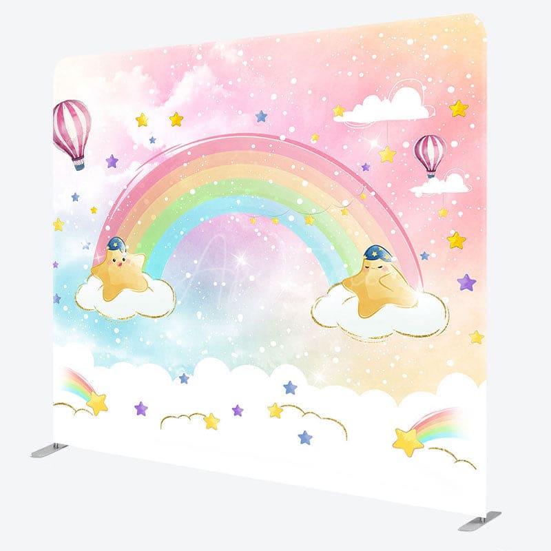 Aperturee - Aperturee Colorful Starry Sky Rainbow Square Tension Backdrop