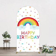 Aperturee - Aperturee Colorful Stars Rainbow Cloud Birthday Arch Backdrop