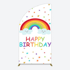 Aperturee - Aperturee Colorful Stars Rainbow Cloud Birthday Half Moon Arch Backdrop