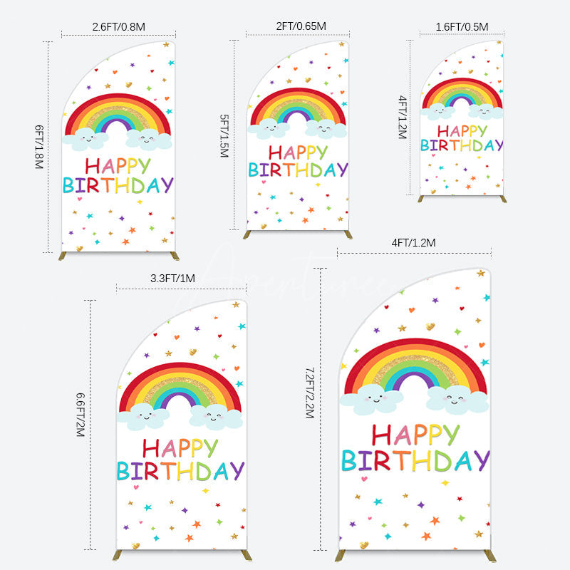 Aperturee - Aperturee Colorful Stars Rainbow Cloud Birthday Half Moon Arch Backdrop