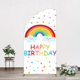 Aperturee - Aperturee Colorful Stars Rainbow Cloud Birthday Half Moon Arch Backdrop