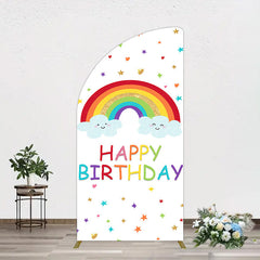 Aperturee - Aperturee Colorful Stars Rainbow Cloud Birthday Half Moon Arch Backdrop