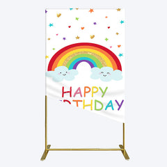 Aperturee - Aperturee Colorful Stars Rainbow Cloud Birthday Rectangle Backdrop