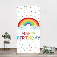 Aperturee - Aperturee Colorful Stars Rainbow Cloud Birthday Rectangle Backdrop