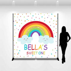 Aperturee - Aperturee Colorful Stars Rainbow Sweet One Custom Name Backdrop