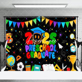 Aperturee - Aperturee Colorful Stationary 2025 Preschool Graduate Backdrop