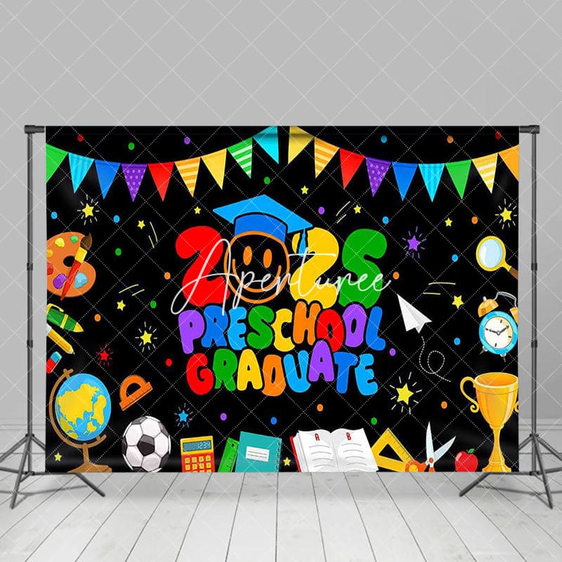 Aperturee - Aperturee Colorful Stationary 2025 Preschool Graduate Backdrop
