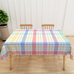 Aperturee - Aperturee Colorful Stripe and Checkered Rectangle Tablecloth for Fun and Vibrant Birthday Party Decorations