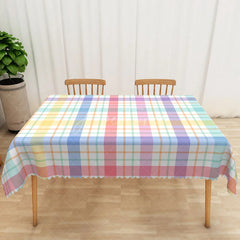Aperturee - Aperturee Colorful Stripe and Checkered Rectangle Tablecloth for Fun and Vibrant Birthday Party Decorations