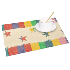 Aperturee - Aperturee Colorful Stripes And Star Party Set of 4 Placemats