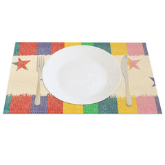 Aperturee - Aperturee Colorful Stripes And Star Party Set of 4 Placemats