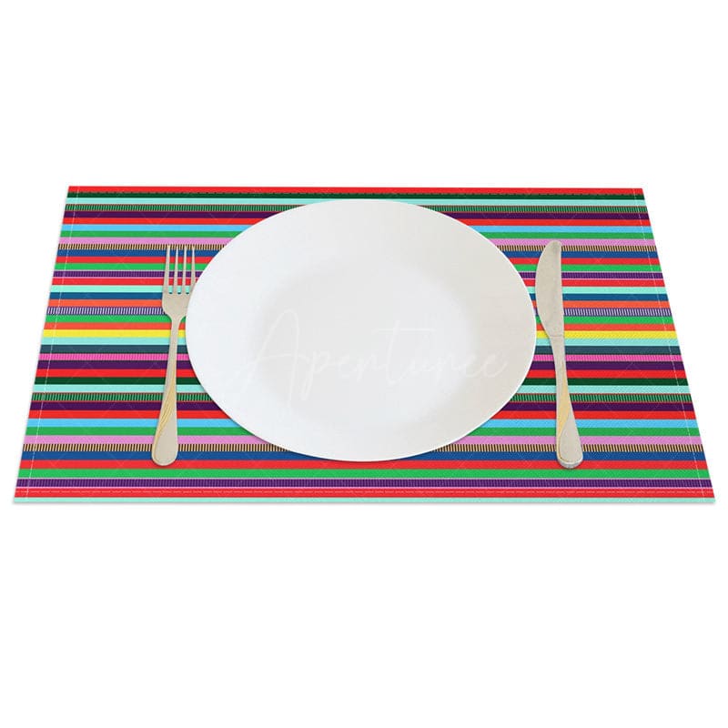 Aperturee - Aperturee Colorful Stripes Mexican Carnival Set of 4 Placemats