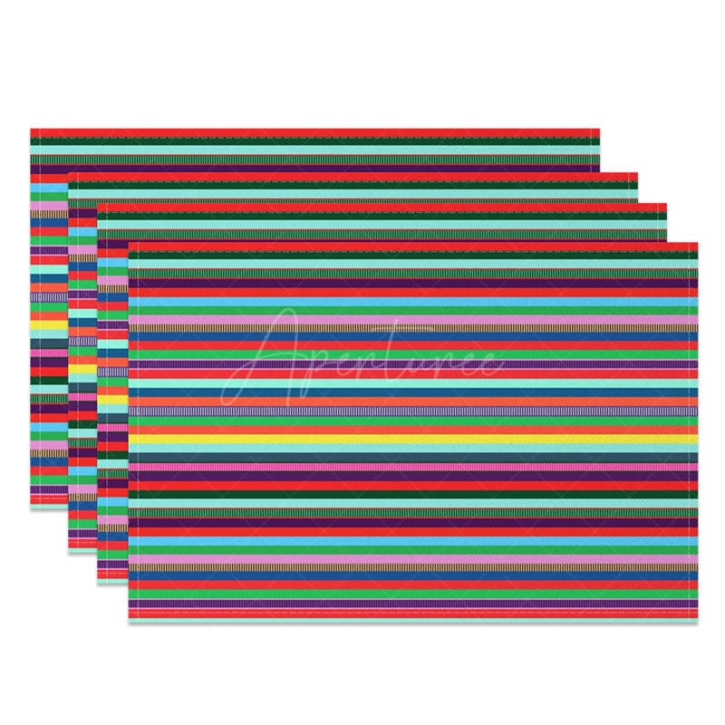 Aperturee - Aperturee Colorful Stripes Mexican Carnival Set of 4 Placemats