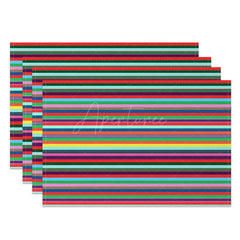 Aperturee - Aperturee Colorful Stripes Mexican Carnival Set of 4 Placemats