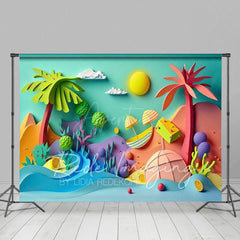 Aperturee - Aperturee Colorful Summer Fun Beach Cake Smash Photo Backdrop
