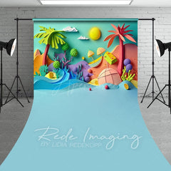 Aperturee - Aperturee Colorful Summer Fun Beach Cake Smash Sweep Backdrop