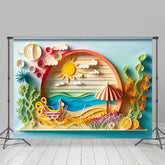 Aperturee - Aperturee Colorful Summer Fun Seaside Scenery Photo Backdrop