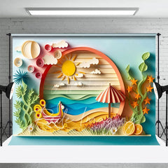 Aperturee - Aperturee Colorful Summer Fun Seaside Scenery Photo Backdrop