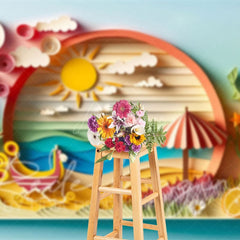 Aperturee - Aperturee Colorful Summer Fun Seaside Scenery Photo Backdrop