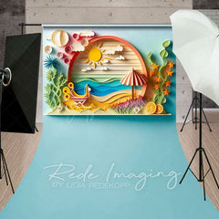 Aperturee - Aperturee Colorful Summer Fun Seaside Scenery Sweep Backdrop