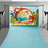 Aperturee - Aperturee Colorful Summer Fun Seaside Scenery Sweep Backdrop
