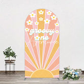 Aperturee - Aperturee Colorful Sunlight Floral Groovy One Arch Backdrop