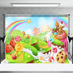 Aperturee - Aperturee Colorful Sunny Candyland Birthday Room Set Backdrop