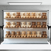 Aperturee - Aperturee Colorful Teddy Bears Display Cake Smash Backdrop