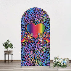 Aperturee - Aperturee Colorful Tiger Couple Heart Graffiti Arch Backdrop