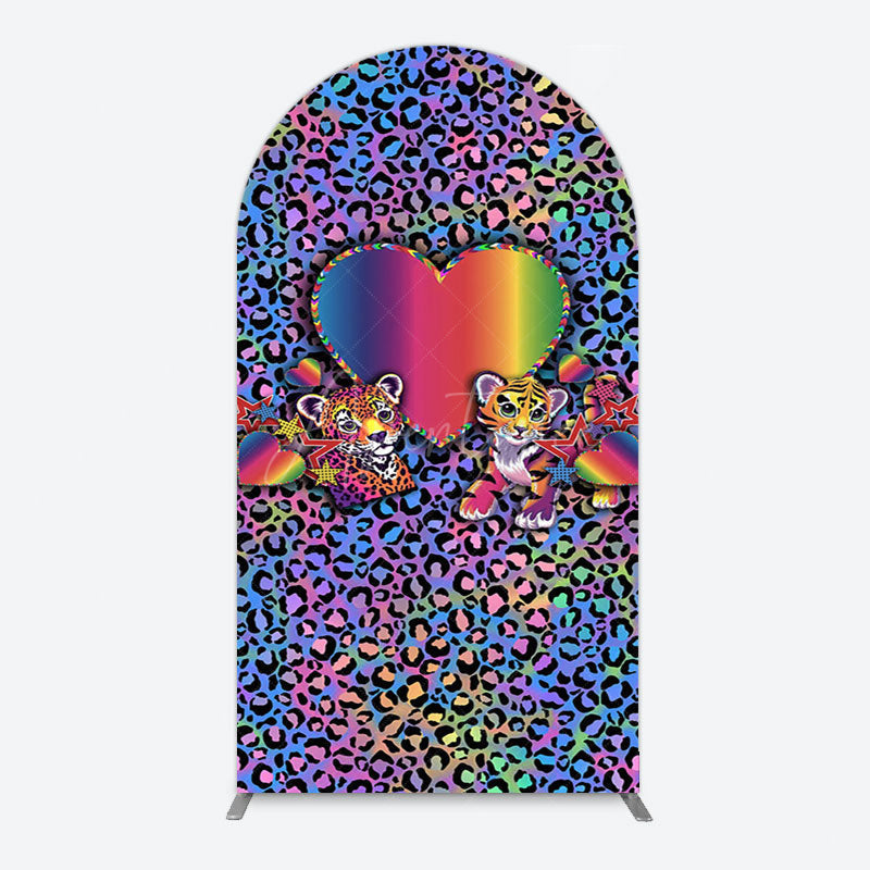Aperturee - Aperturee Colorful Tiger Couple Heart Graffiti Arch Backdrop