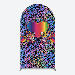 Aperturee - Aperturee Colorful Tiger Couple Heart Graffiti Arch Backdrop