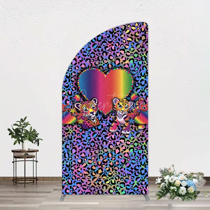 Aperturee - Aperturee Colorful Tiger Couple Heart Graffiti Half Moon Arch Backdrop