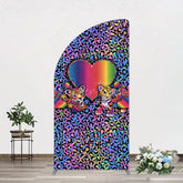 Aperturee - Aperturee Colorful Tiger Couple Heart Graffiti Half Moon Arch Backdrop