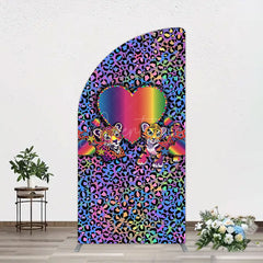 Aperturee - Aperturee Colorful Tiger Couple Heart Graffiti Half Moon Arch Backdrop