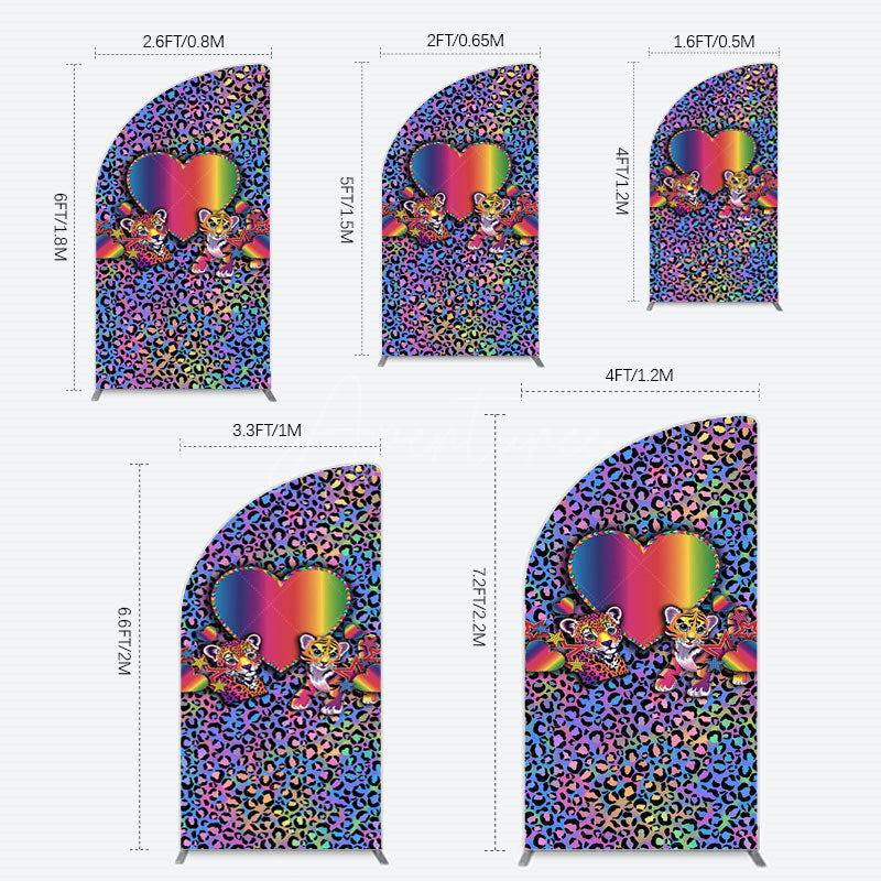 Aperturee - Aperturee Colorful Tiger Couple Heart Graffiti Half Moon Arch Backdrop